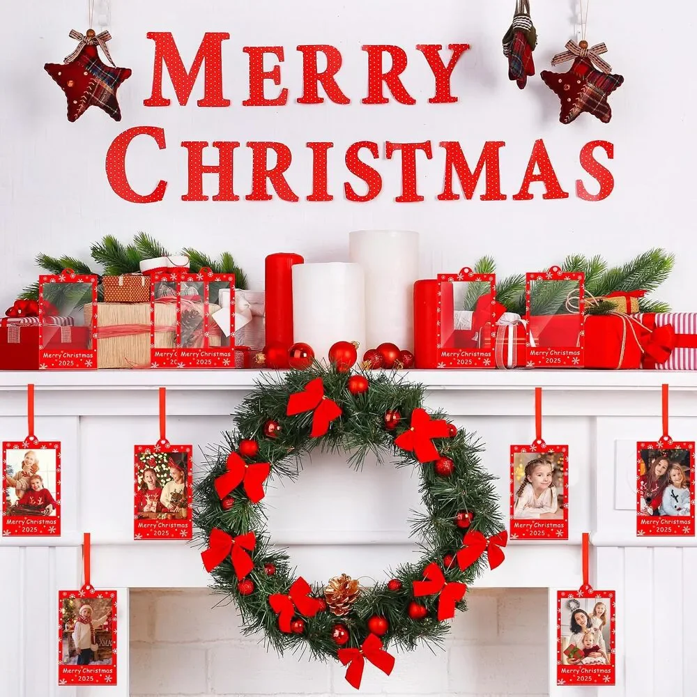 Vercraft 24 Pcs Merry Xmas Photo Frame Ornaments Acrylic 2 x 3 Picture Frame